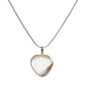 Womens Heart Shaped Pendant Clear Glass 925 Necklace Jewelry